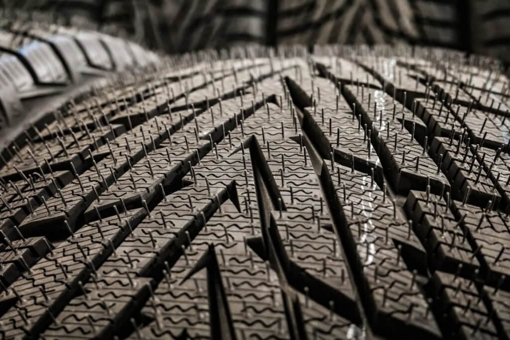 Winter tire tread closeup